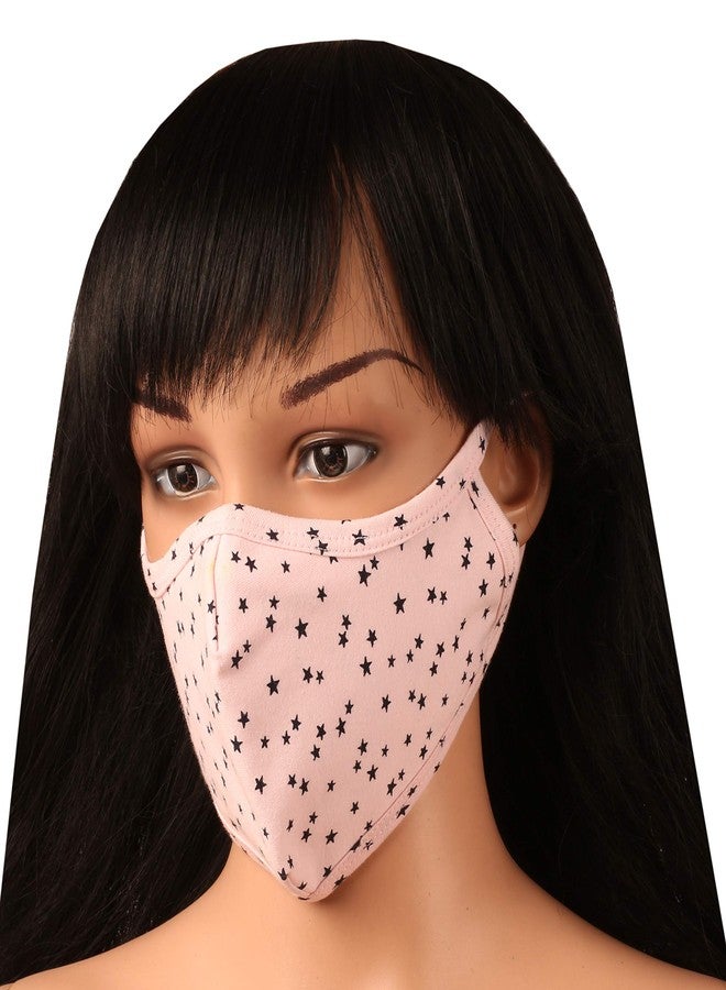 تتش ستون قناع وجه واقي من التلوث والضباب الدخاني والبرد والسعال من تاتشستون، مصنوع من القطن الناعم المحبوك - مقاس متوسط مريح، قابل للغسل، طبقتان. (عبوة من 3 أقنعة). متوفر بألوان: وردي، أزرق، أسود. - Image 4