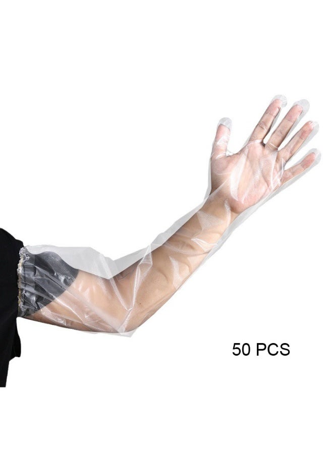 50 pcs Disposable Long Arm Gloves with Elastic Cuff for Kitchen Dishwashing And Food Handling Gloves - Image 1