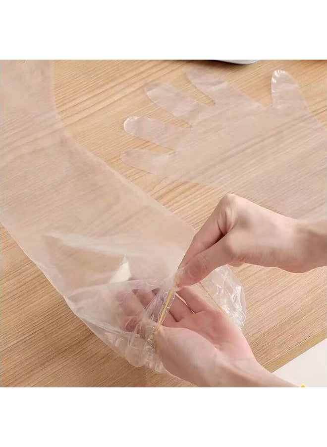 50 pcs Disposable Long Arm Gloves with Elastic Cuff for Kitchen Dishwashing And Food Handling Gloves - Image 4