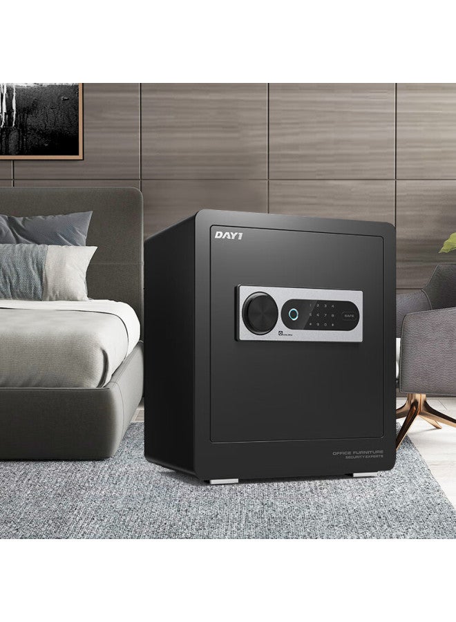 Dayi Home Safe, Small Fingerprint Password Office All-steel Anti-theft Wall-mountable Cabinet Safe, Height 45cm, Obsidian Black Password - Image 1