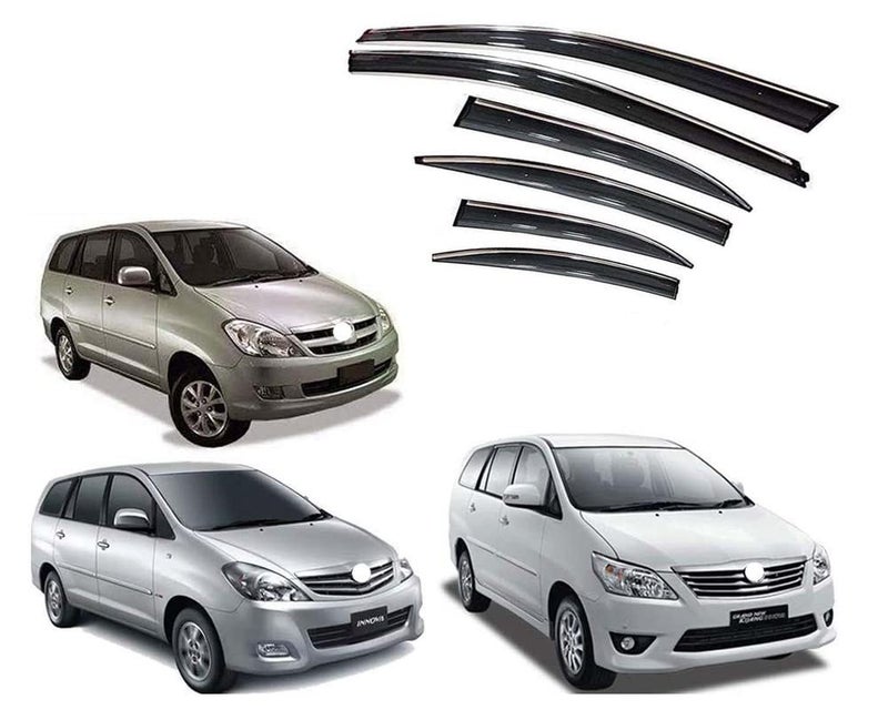 Auto E-Shopping Chromeline Silverline Door Rain Visor Wind Deflector Compatible for Toyota Innova Model 2005 2015 Set of 4 Pieces - Image 1