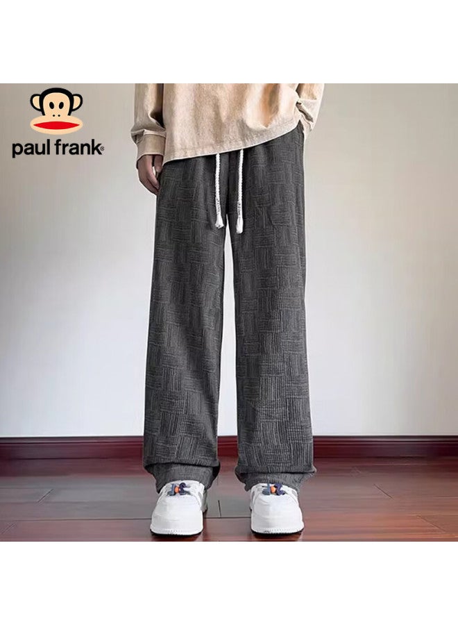 Paul Frank Men's Casual Pants Spring Autumn Korean Style Straight Leg Wide Leg Draped Sweatpants Green 4XL - Image 2