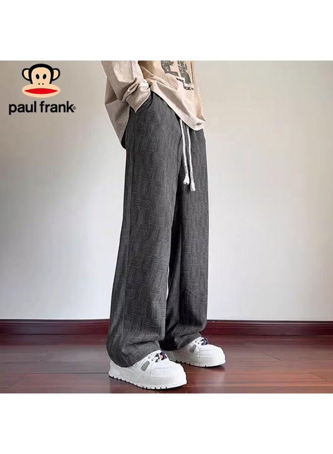 Paul Frank Men's Casual Pants Spring Autumn Korean Style Straight Leg Wide Leg Draped Sweatpants Green 4XL - Image 3