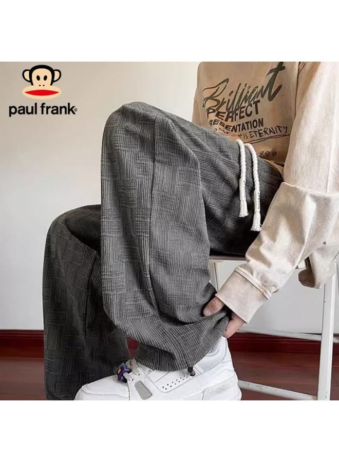 Paul Frank Men's Casual Pants Spring Autumn Korean Style Straight Leg Wide Leg Draped Sweatpants Green 4XL - Image 4