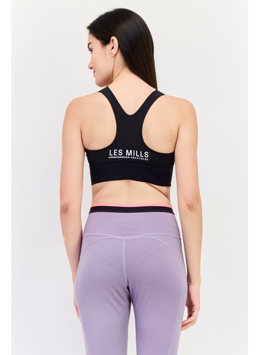 Reebok Women Brand Logo Padded Sports Bra, Black  - Image 3