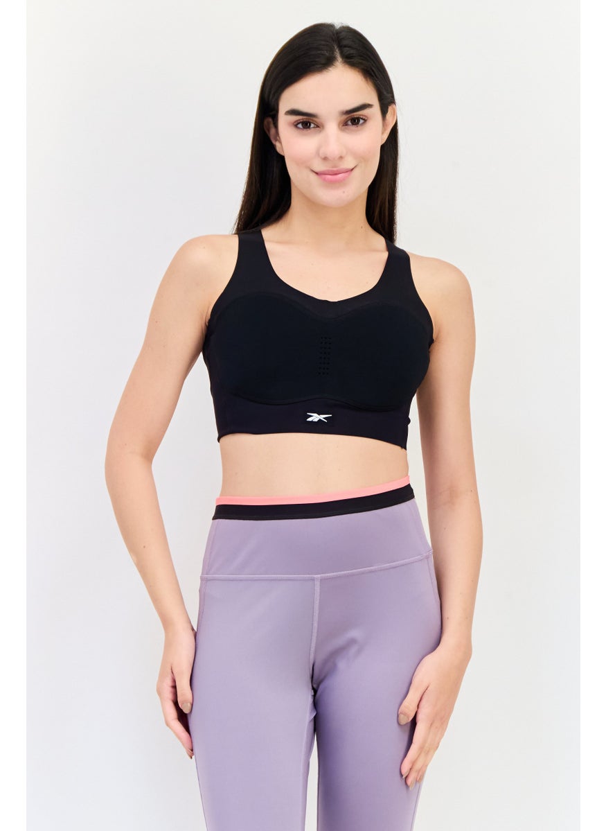 Reebok Women Brand Logo Padded Sports Bra, Black  - Image 1