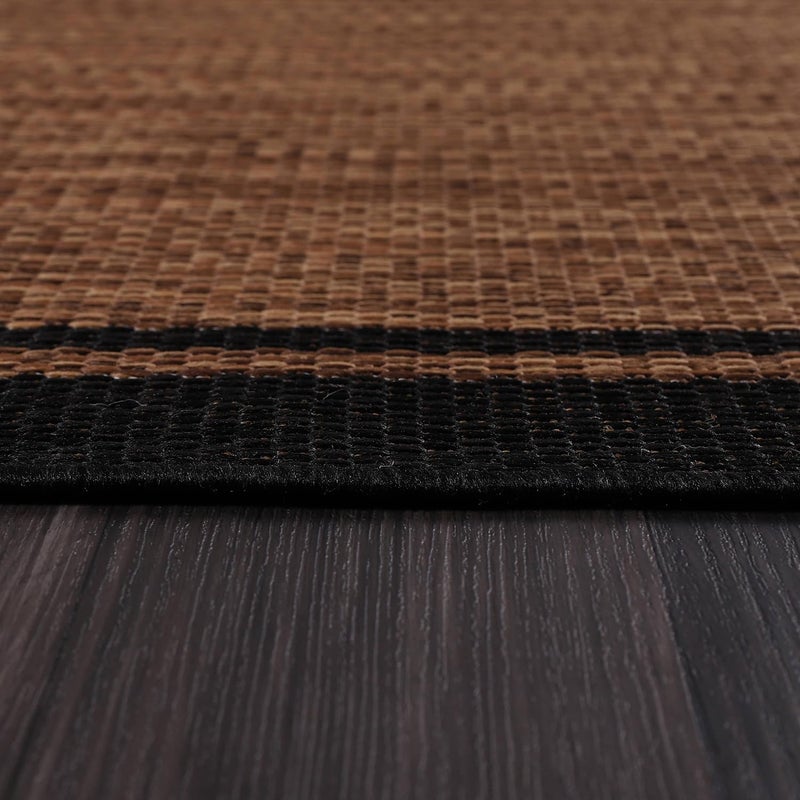 CAMILSON Indoor Outdoor Rug, 5x7 Bordered Nut Brown Black Modern Area Rugs for Indoor and Outdoor Patios, Kitchen and Hallway Mats, Washable Porch Deck Outside Carpet (Bordered Nut Brown Black, 5 x 7) - Image 5
