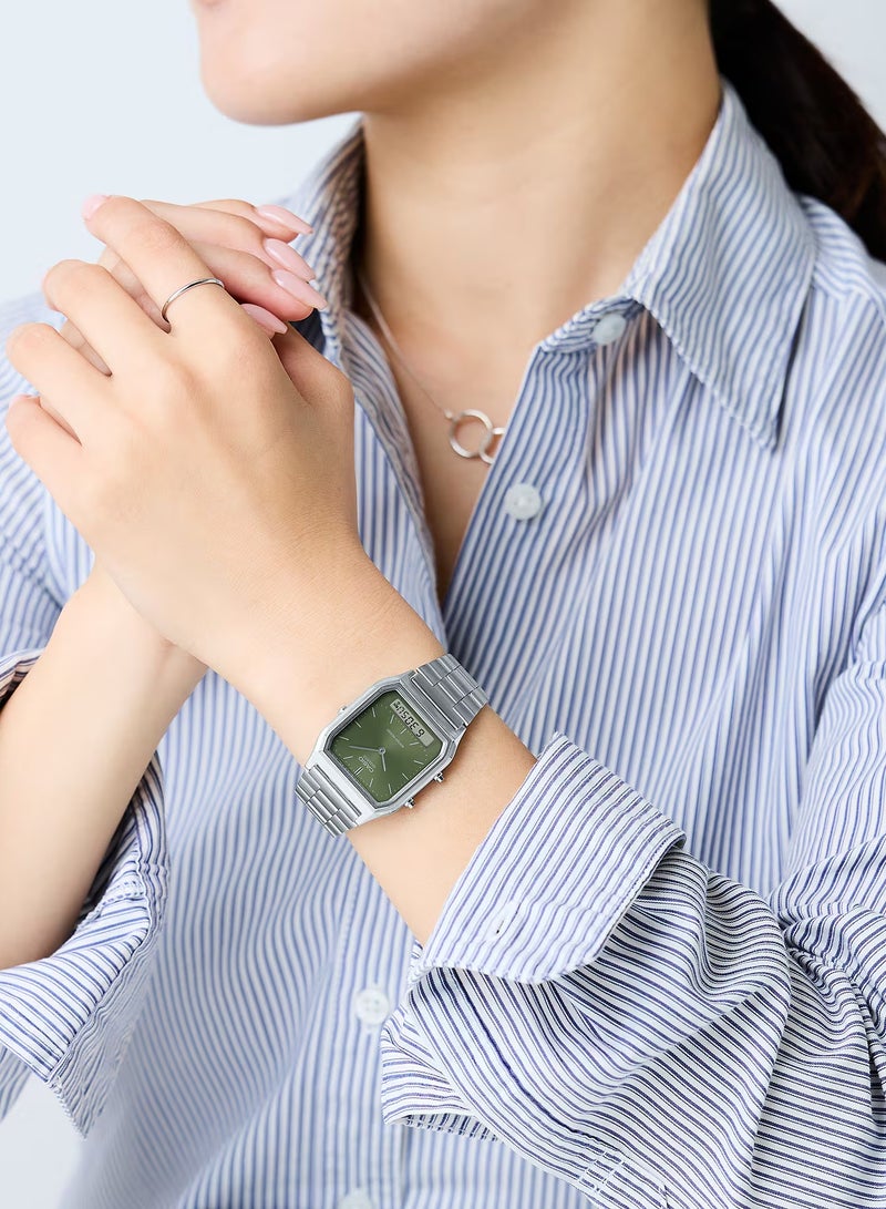 CASIO Analog+Digital Green Dial Stainless Steel Unisex Watch AQ-230A-3AMQY - Image 2