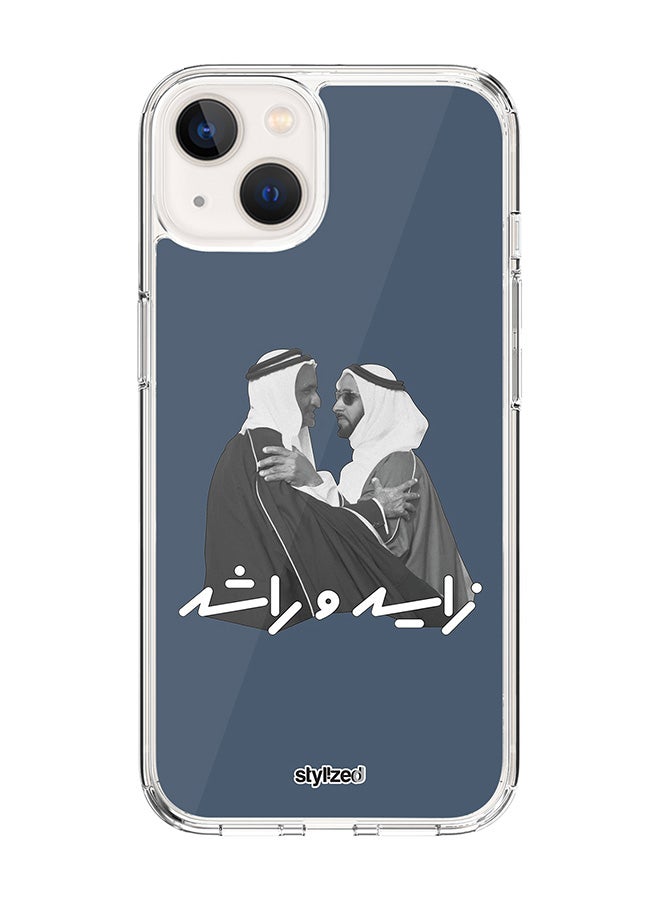 Stylizedd Classic Clear Compatible With iPhone 15 Plus, Hybrid Soft Case Flexible Edges Anti Drop TPU PC Gel Thin Transparent Cover - Sheikh Zayed And Sheikh Rashid, Blue - Image 1