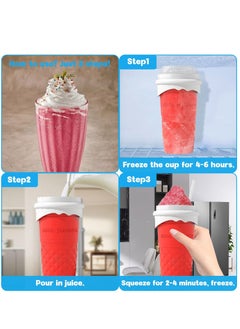 Generic 2Pcs Slushie Maker Cup, Quick Frozen Magic Cup Silicone Slushy Cup 500ml Smoothies Squeeze Cup with Lid for Cola, Milk Shake, Fruit Juice  - Image 5