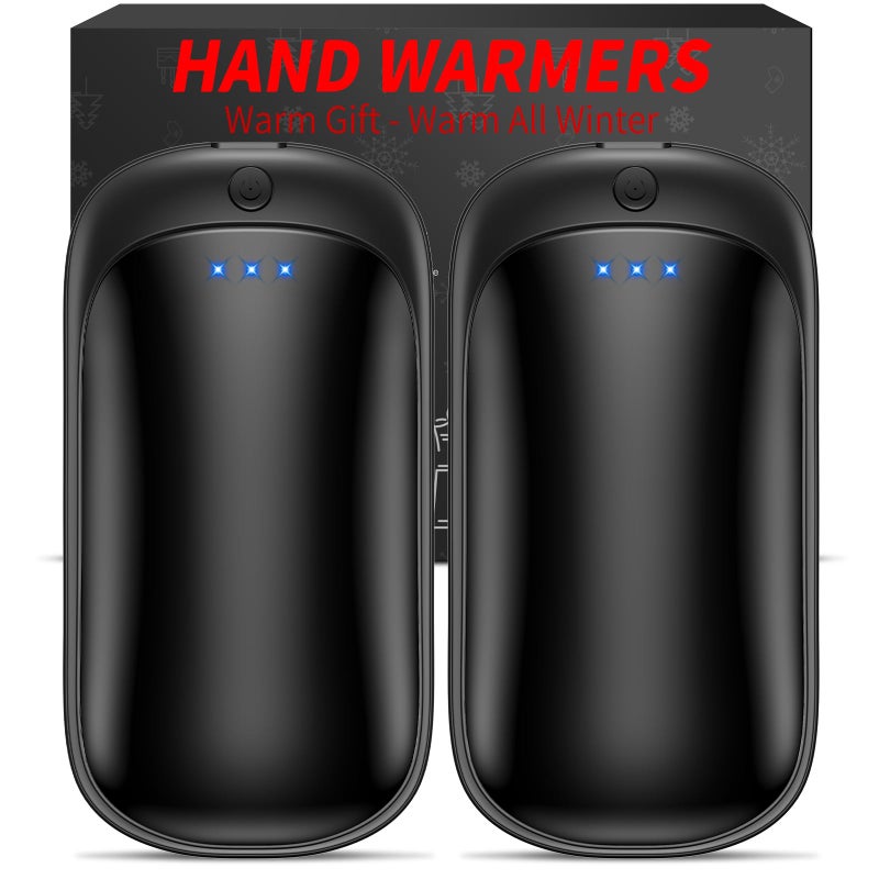 2 Pack Hand Warmers Rechargeable  Portable Electric Hand Warmers Reusable  Usb 2 In 1 Handwarmers  Outdoor/Indoor/Warm Gifts For Men Women Kids (Black&Black*2)