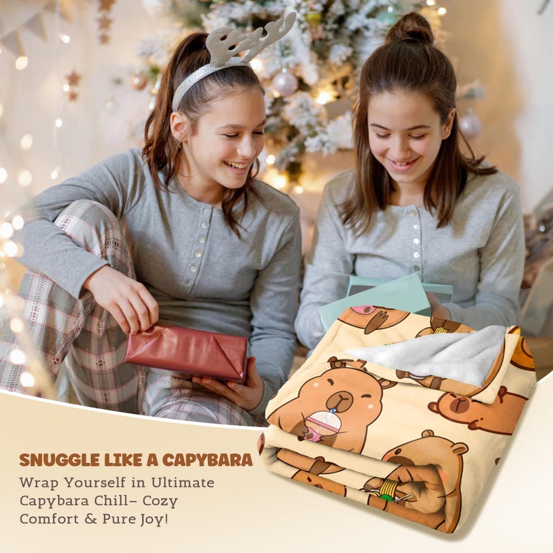 Bmaows Capybara Gifts Blanket, Soft Flannel Throw for Kids Boys Girls, Cute Animal Plush Gift for Teens Birthday, Cozy Kawaii Stuff Decor for Room Couch Sofa-40x50inches - Image 2