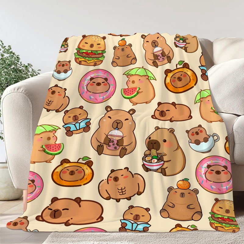 Bmaows Capybara Gifts Blanket, Soft Flannel Throw for Kids Boys Girls, Cute Animal Plush Gift for Teens Birthday, Cozy Kawaii Stuff Decor for Room Couch Sofa-40x50inches - Image 1