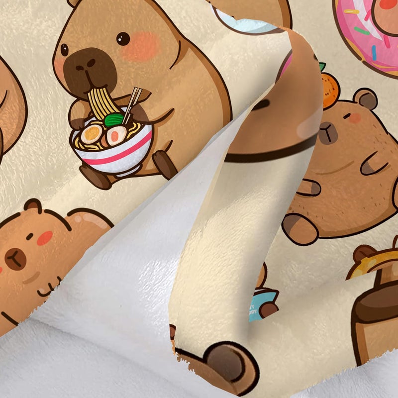 Bmaows Capybara Gifts Blanket, Soft Flannel Throw for Kids Boys Girls, Cute Animal Plush Gift for Teens Birthday, Cozy Kawaii Stuff Decor for Room Couch Sofa-40x50inches - Image 4