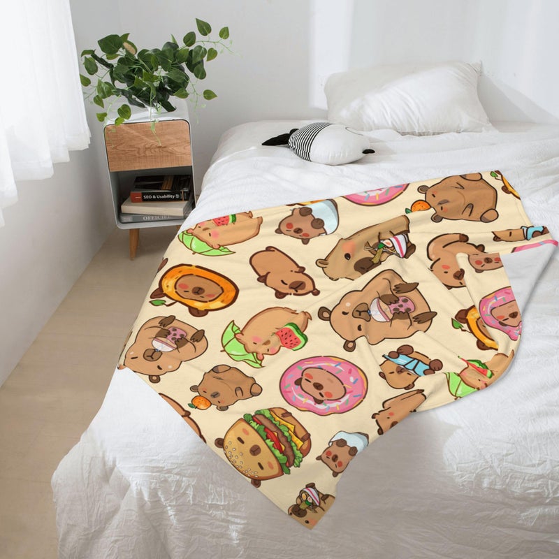 Bmaows Capybara Gifts Blanket, Soft Flannel Throw for Kids Boys Girls, Cute Animal Plush Gift for Teens Birthday, Cozy Kawaii Stuff Decor for Room Couch Sofa-40x50inches - Image 3