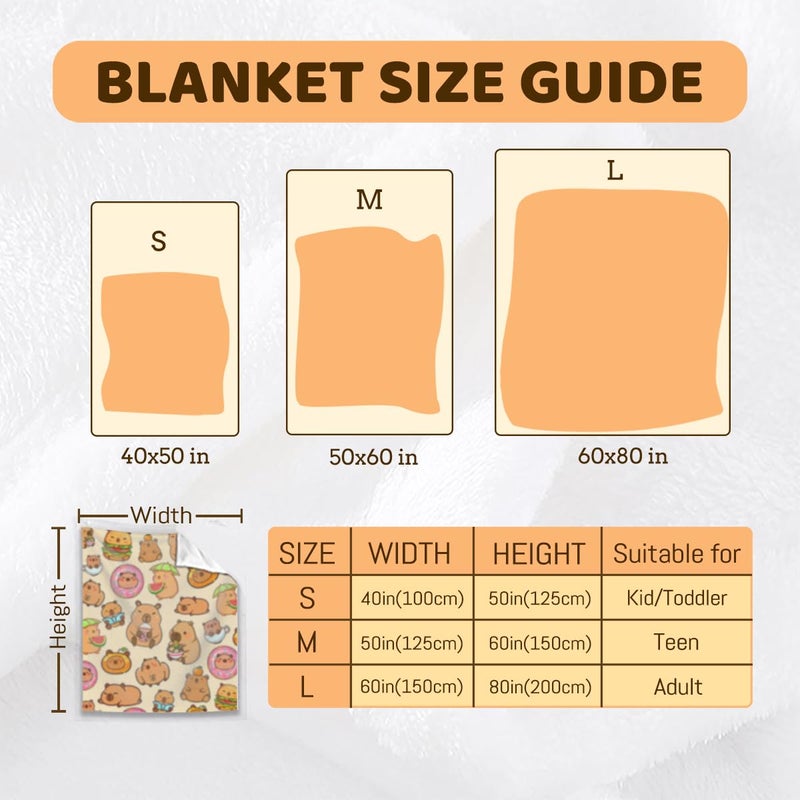 Bmaows Capybara Gifts Blanket, Soft Flannel Throw for Kids Boys Girls, Cute Animal Plush Gift for Teens Birthday, Cozy Kawaii Stuff Decor for Room Couch Sofa-40x50inches - Image 5