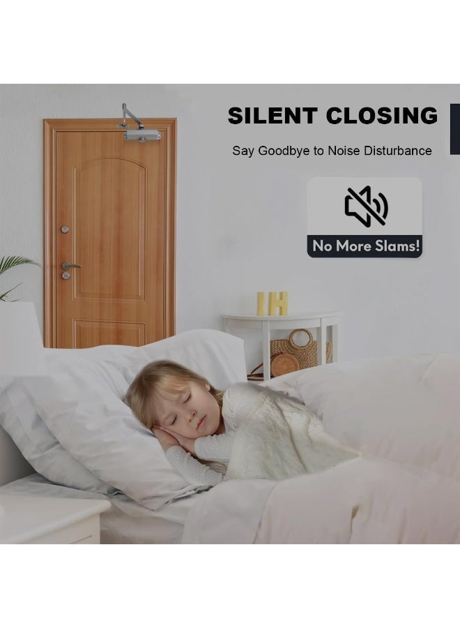 Automatic Door Closer Safety Spring Door Closer, Commercial Heavy Duty Gate Closer, Fire Rated Automatic Stopper, Adjustable Quiet Door Closer to Convert Hinged Door to Self-Closing, for 25-65kg Door - Image 3