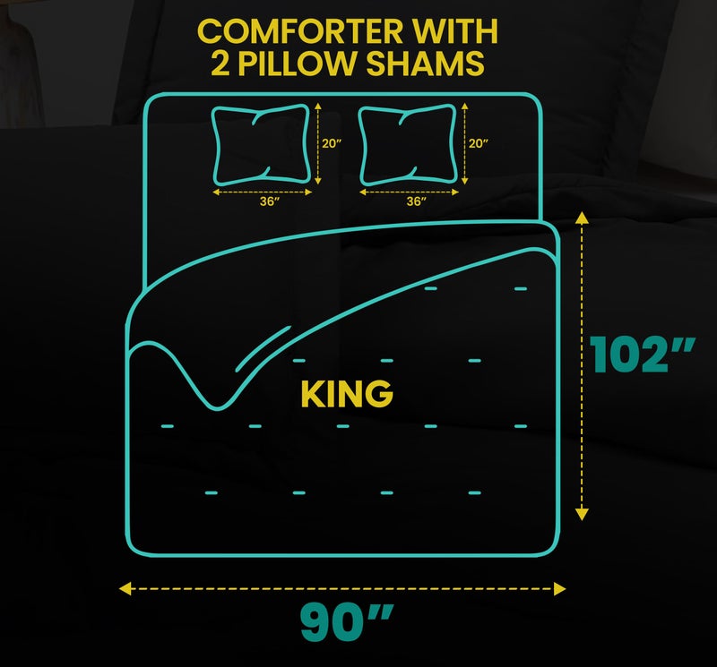 Utopia Bedding King Comforter Set Grey, Comforters King Size 3 Pieces Bedding Comforters Sets, Down Alternative Soft Bed Set, 1 Comforter (90 x 102 inches) 2 Pillow Shams (20 x 36 inches) - Image 2