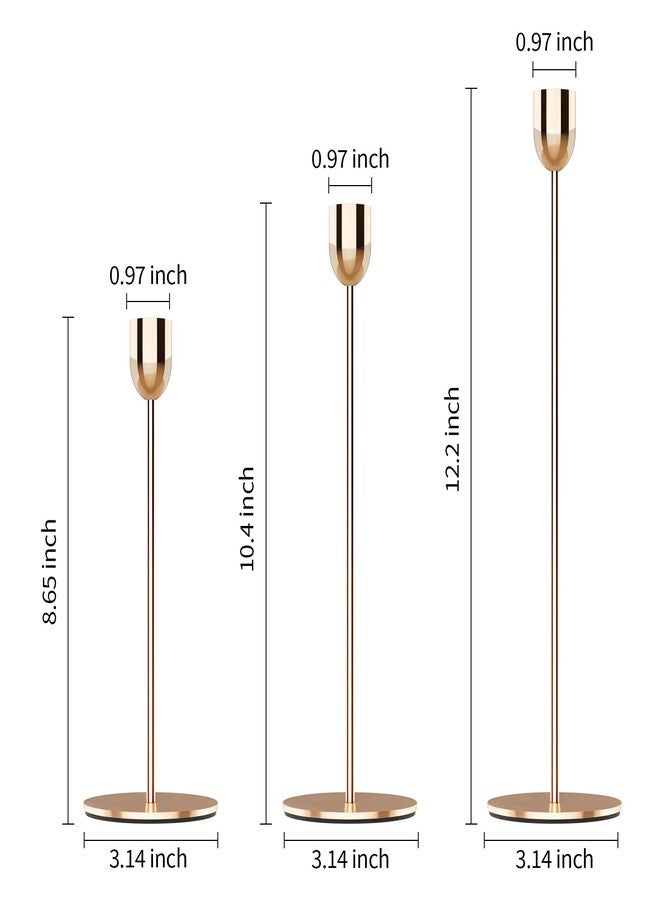 ChefBee Gold Candle Candlestick Holder - 3PCS Taper Candle Holders for Table Centerpiece Wedding Festive Decor, Tall Candle Sticks Holder Decor for Pillar Candles, Fit 3/4" Thick Tapered or Led Candle - Image 2