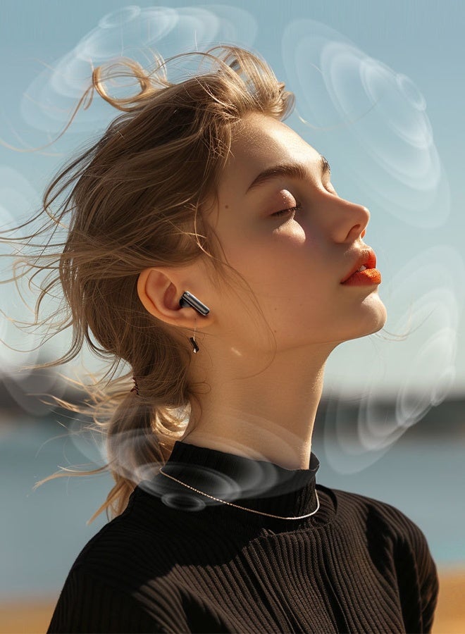 An Wireless Bluetooth Headphones, Wireless Semi-in-Ear Type, Intelligent Active Noise Cancellation, Water Resistance, USB-C Charging Case, Compatible with Android and iPhone Smartphones - Black  - Image 3