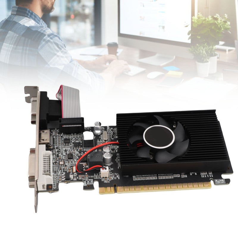 بطاقة رسوميات GT210 سعة 1 جيجابايت DDR3 64 بت ذات ضوضاء منخفضة - بطاقة رسوميات حاسوب ثابتة الأداء للألعاب والاستخدامات المتعددة الوسائط على أجهزة الكمبيوتر المكتبية - Image 4
