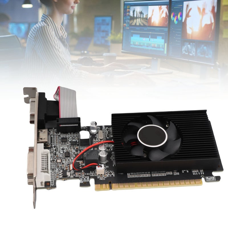 بطاقة رسوميات GT210 سعة 1 جيجابايت DDR3 64 بت ذات ضوضاء منخفضة - بطاقة رسوميات حاسوب ثابتة الأداء للألعاب والاستخدامات المتعددة الوسائط على أجهزة الكمبيوتر المكتبية - Image 3