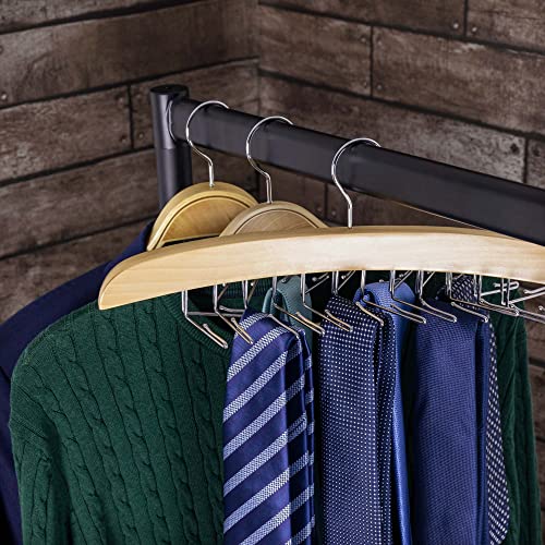 HANGERWORLD VIBGYOR PRODUCTS Single Wooden Tie Hanger Organiser Rack Holds 24 Ties for Gift Idea , 1 Set - Image 5
