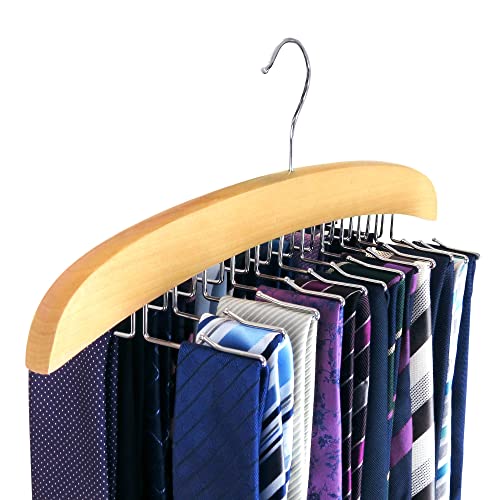 HANGERWORLD VIBGYOR PRODUCTS Single Wooden Tie Hanger Organiser Rack Holds 24 Ties for Gift Idea , 1 Set - Image 1