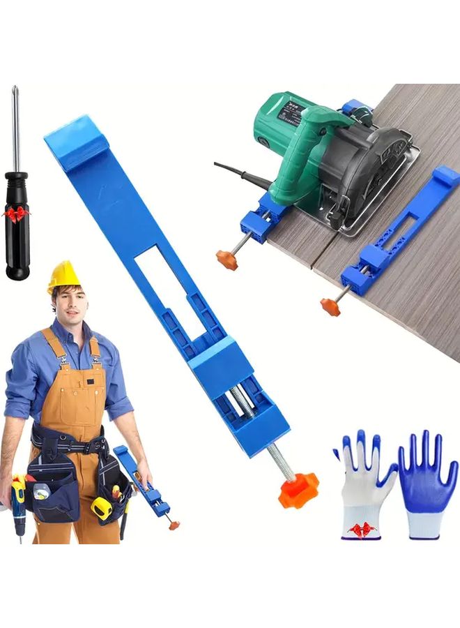 Blue Adjustable Router Jig Precision Woodworking Guide For Circular Saw Cutter - Image 4