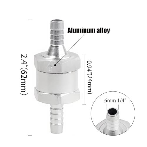CentIoT - One-Way Non-Return Inline Check Valve - Aluminium Alloy with NBR valve - for fuel Petrol Diesel (6MM) - Image 2