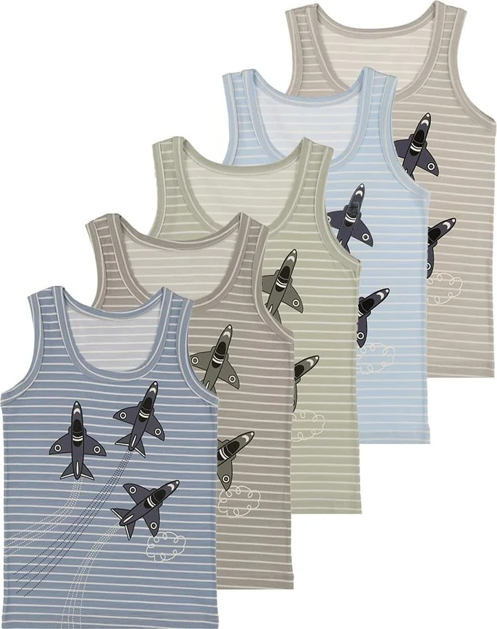 Donella 5-pack Color Aircraft Printed Boy Undershirt - 771147SU