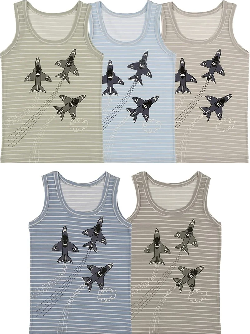 Donella 5-pack Color Aircraft Printed Boy Undershirt - 771147SU