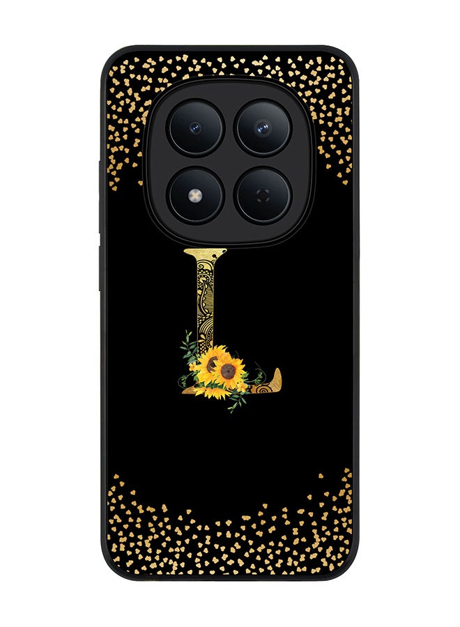 For Xiaomi Redmi Note 15 Pro 5G Case,Slim fit Camera Protection, Shockproof Thin Phone cover  - Custom Floral Monogram - L ( Black )