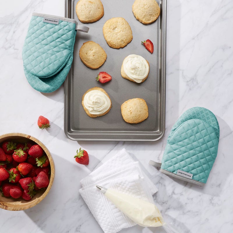 KitchenAid Asteroid Mini Oven Mitt  5.5""x8""  Aqua 2 Count - Image 2