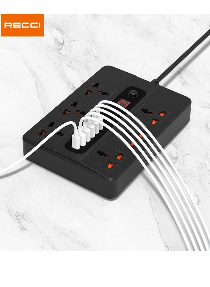 Recci PD+QC UK Plug Power Socket (6 AC Outlets, Type-C + 5 USB Ports  - Image 4