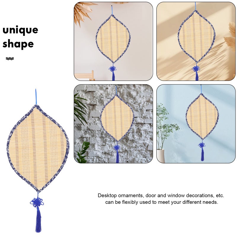 2pcs Leaf Shape Mat Wall Hanging Decor Sushi Rolling Mat With Floral Edging Boho Wall Hanging Pendant For Home Office Garden Teahouse - Image 5