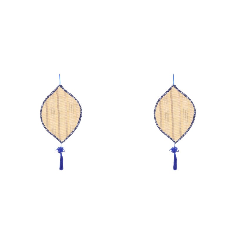 2pcs Leaf Shape Mat Wall Hanging Decor Sushi Rolling Mat With Floral Edging Boho Wall Hanging Pendant For Home Office Garden Teahouse - Image 1