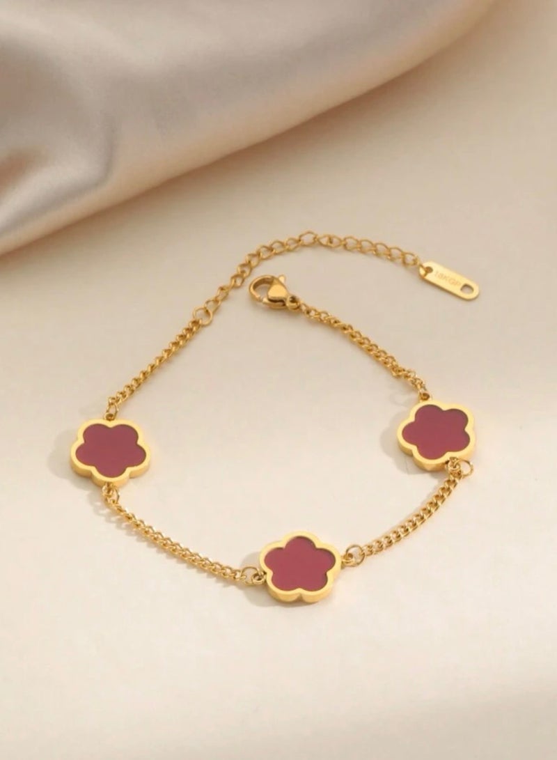 نون-شى اسوارة نسائية أنيقة من الاستانلس ستيل مطلية باللون الذهبي عيار 18 - Image 1