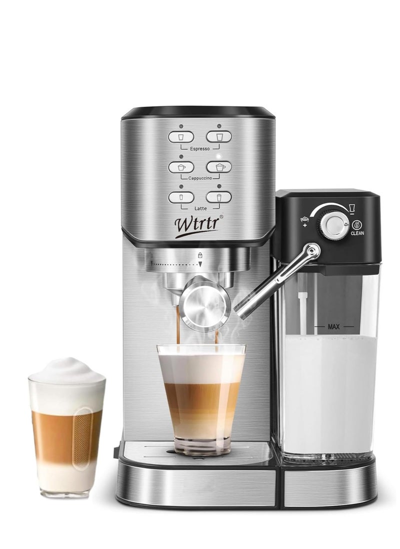 Wtrtr - Wtrtr 6-in-1 Espresso Coffee Machine Built-In Automatic Milk Frother, Equipped with 20 Bar High Pressure Pump and Powerful Steam System, Espresso & Cappuccino & Latte Maker with Removeable Water Tank. (2 years Warranty) - Image 1