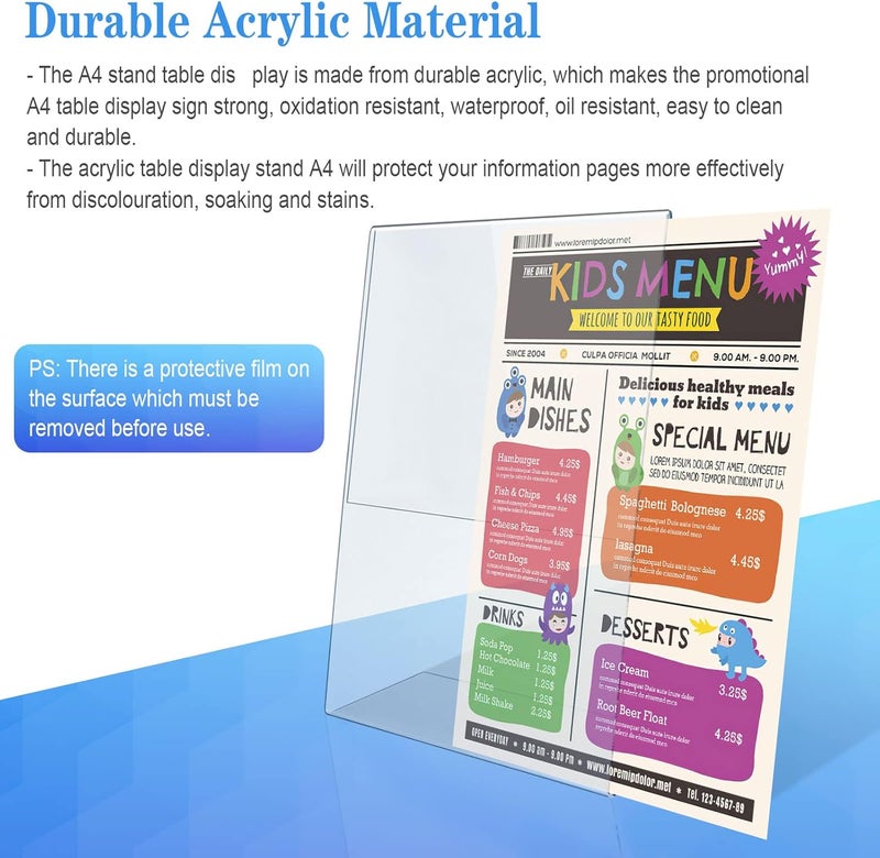 TPGP UMILKI Set of 5 A4 Inclined Table Display Stands - Transparent Acrylic Brochure Holders - Image 3