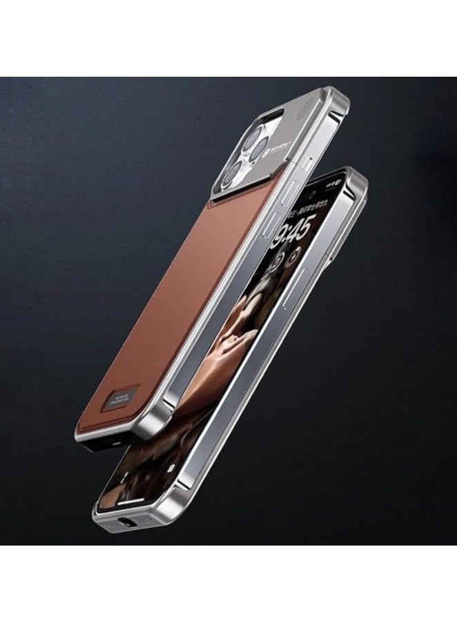 عام غطاء خلفي لهاتف iPhone 15pro max/15pro/15 يوفر حماية ناعمة ومرنة من TPU مع تقنية حماية من الصدمات وتصميم بحواف جلدية ومعدنية. - Image 3