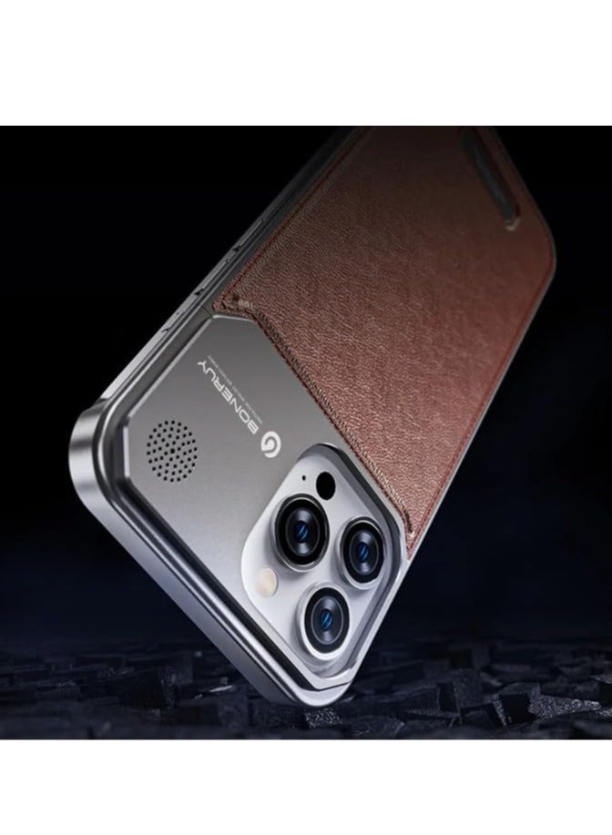 عام غطاء خلفي لهاتف iPhone 15pro max/15pro/15 يوفر حماية ناعمة ومرنة من TPU مع تقنية حماية من الصدمات وتصميم بحواف جلدية ومعدنية. - Image 4