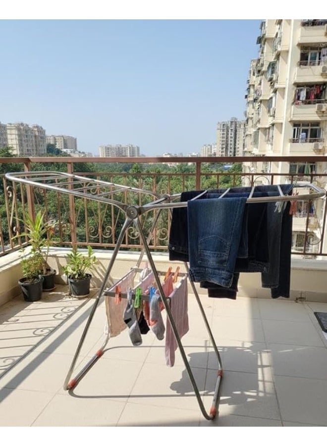 Spaceshoop Silver foldable stainless steel Clothes Drying Rack and Space Saving Indoor or Outdoor Laundry Rack - Image 2