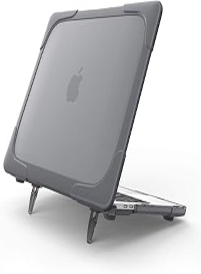 Procase ProCase MacBook Air 13'' Case Cover A1932, Dual Layer Protective Hard Case with Folding Stand for MacBook Air 13 2019 2018 -Grey 
