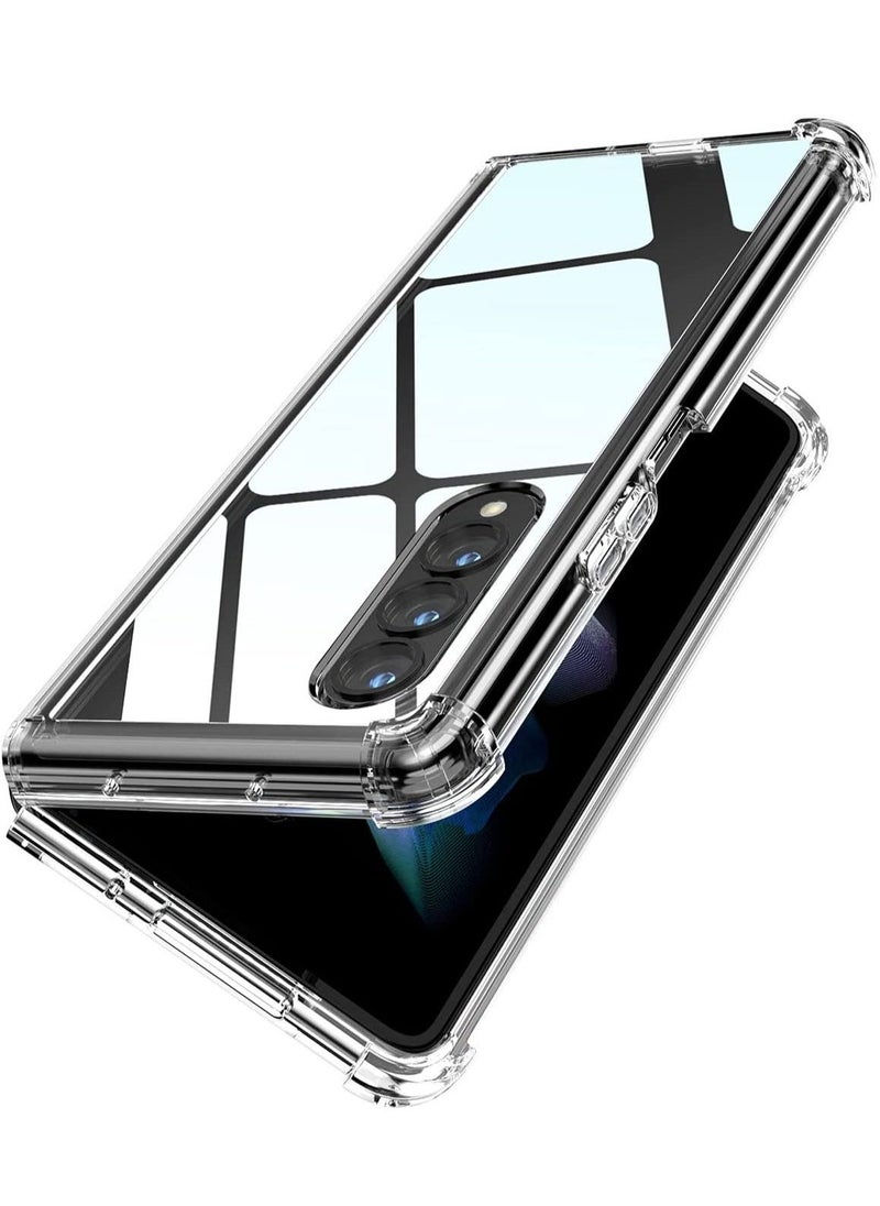 حافظة كريستال واضحة مضادة للصدمات من سامسونج جالاكسي زد فولد 4 مصنوعة من TPU الشفاف النحيف 7.6 بوصة متوافقة مع جالاكسي زد فولد4 5G إصدار 2022