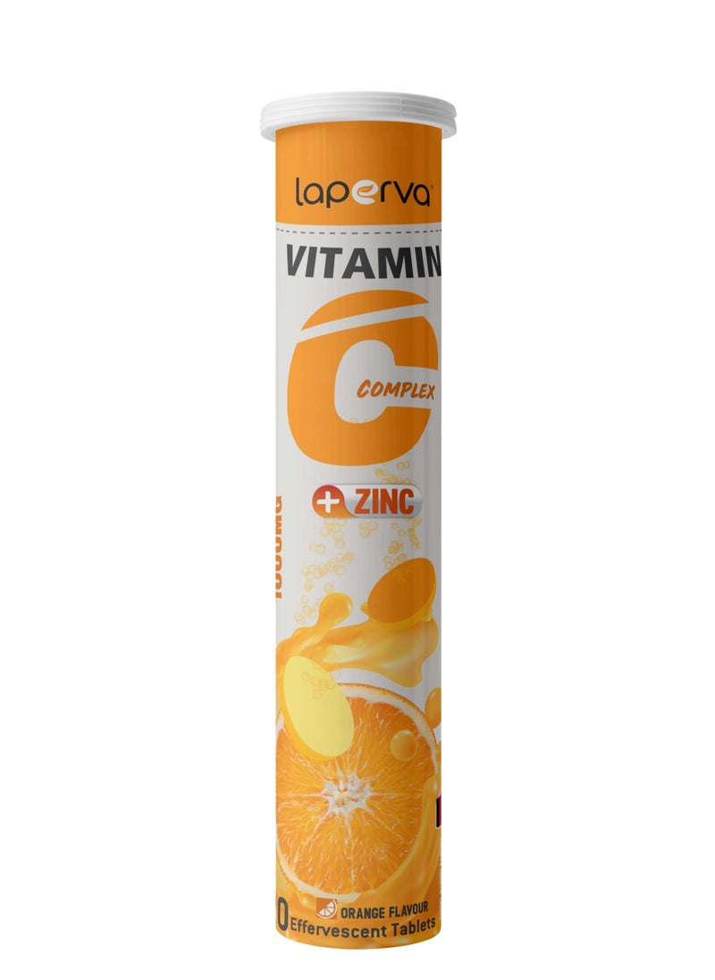 Laperva Vitamin C Complex Plus Zinc Immune System Booster with High Potency Vitamin C-20 Effervescent Tablets Orange Flavor  - Image 1