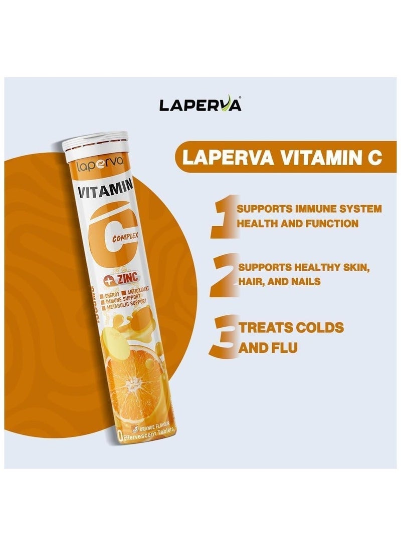Laperva Vitamin C Complex Plus Zinc Immune System Booster with High Potency Vitamin C-20 Effervescent Tablets Orange Flavor - Image 5
