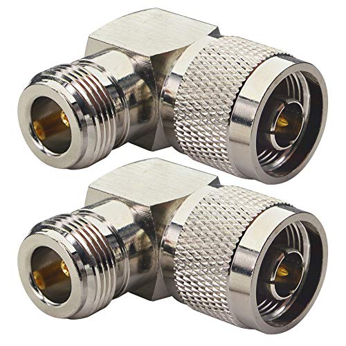 onelinkmore N Type Adapter N Male Coax Connectors Right Angle N Male to N Female RF Coax Adapter for 4G Antenna Ham Radio WiFi Antenna Cable Cell Phone Signal Booster Pack of 2 - Image 1