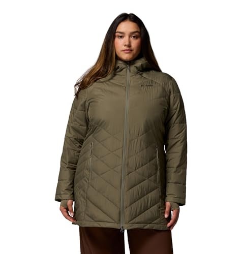 Columbia Womens Heavenly Long Hooded Puffer Jacket, Stone Green, X-Small - Image 5