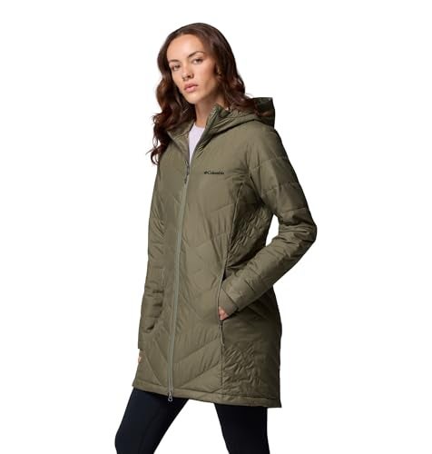 Columbia Womens Heavenly Long Hooded Puffer Jacket, Stone Green, X-Small - Image 4